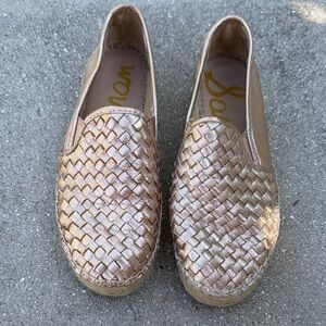 Sam Edelman Rose Gold Woven Slip-On Shoes Size 8